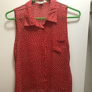 Red polka dot top
